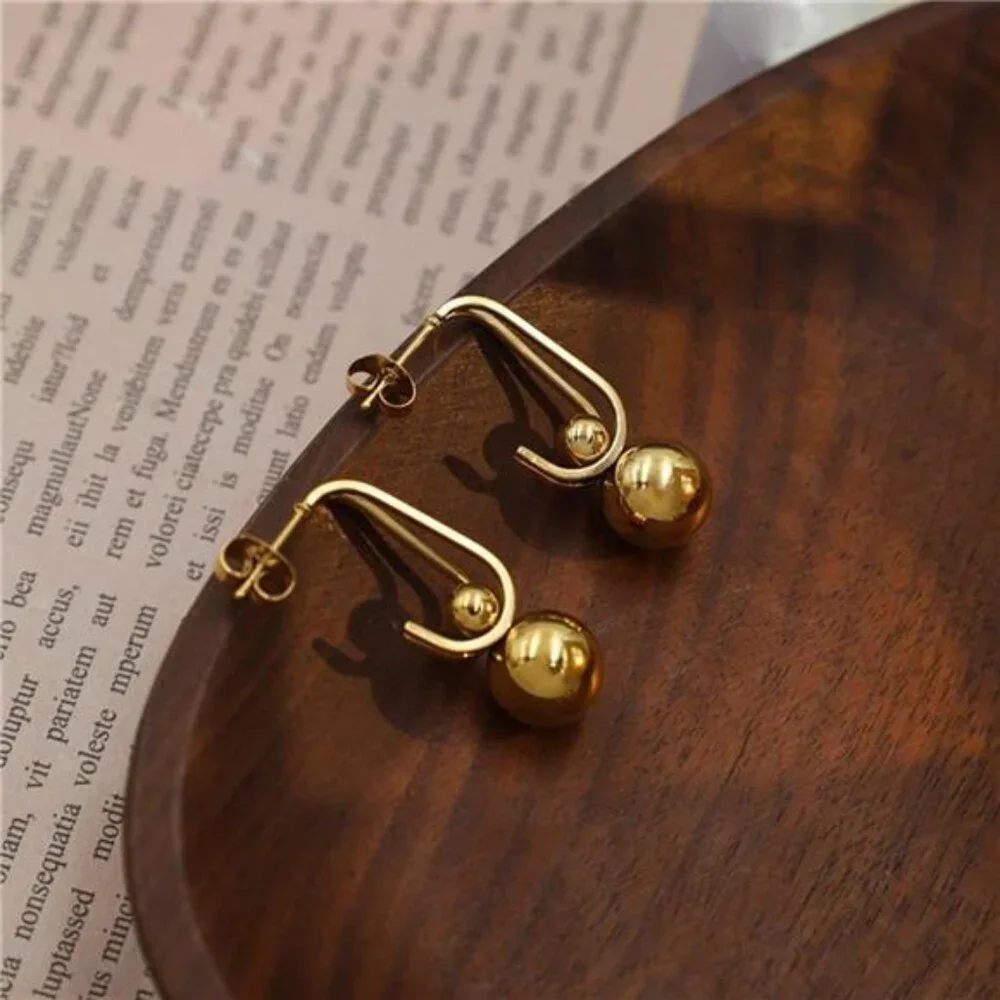 18K Gold-Plated Ball Drop Earrings - Picture 3 of 7